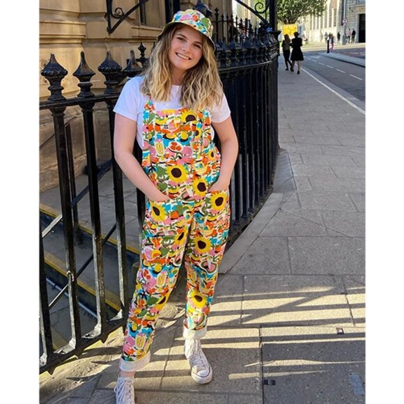 Lucy & Yak Pants - Lucy & Yak Rare Overalls Dungarees Asahi Nagata Print Garden - Size 8 (Loose)